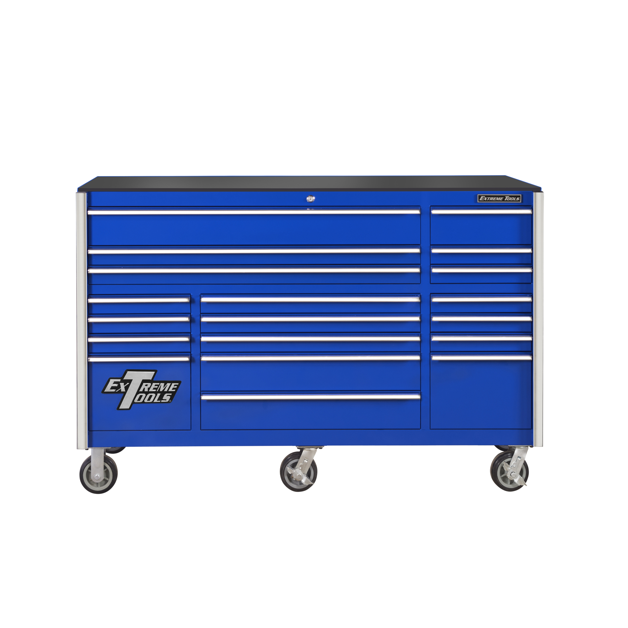 Extreme Tools, RX 72in.W X 25in.D 19 Drawer Roller Cabinet BL w CR, Width 25 in, Height 47 in, Color Blue, Model# RX722519RCBLCR-X